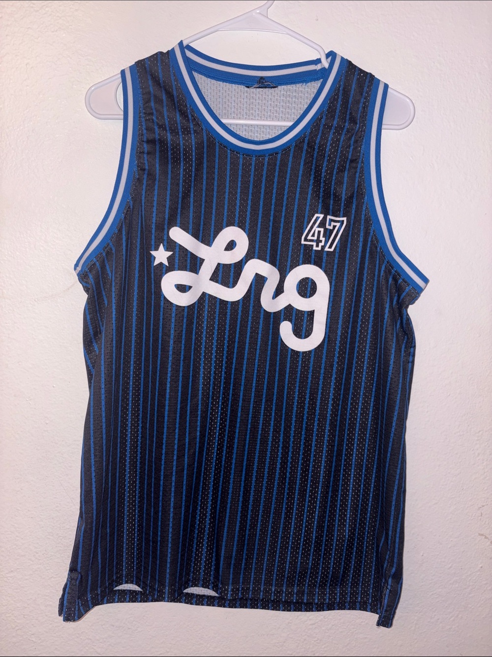 🔥Vintage LRG Blue Pinstripe Basketball Jersey